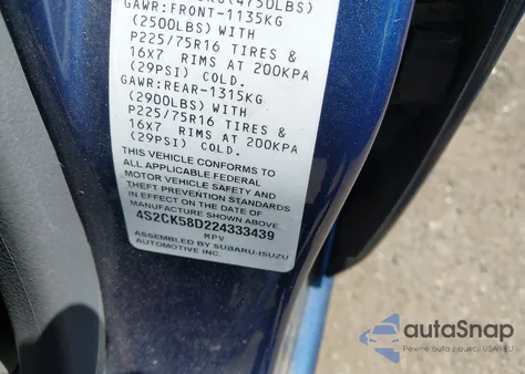 2002 Isuzu Rodeo S 2.2L из США, поврежденный, VIN 4S2CK58D224333439